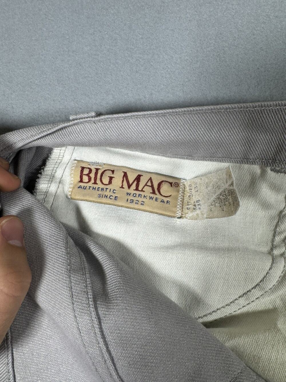Vintage Big Mac Pants Mens 38x30 Grey Lightweight Workwear High Rise Wide Leg